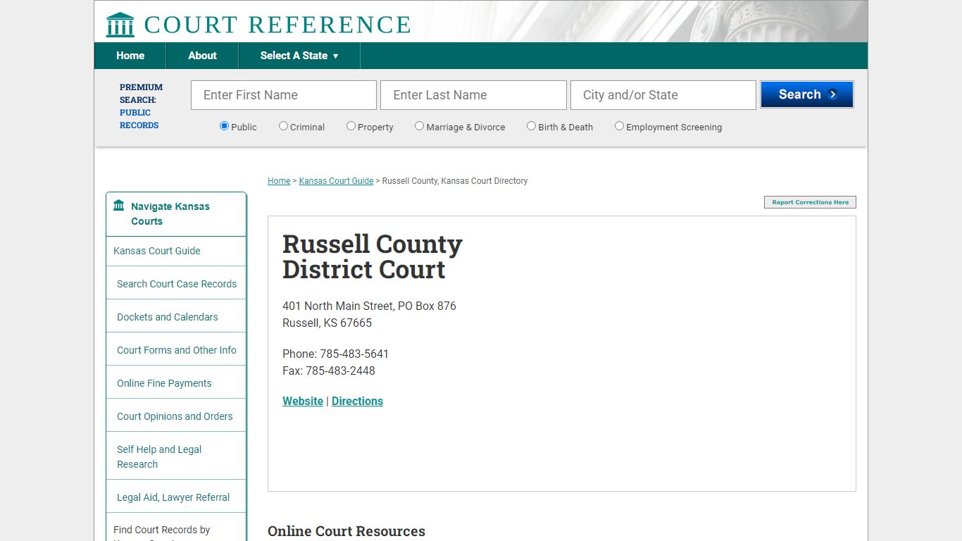 Russell County District Court - Court Reference